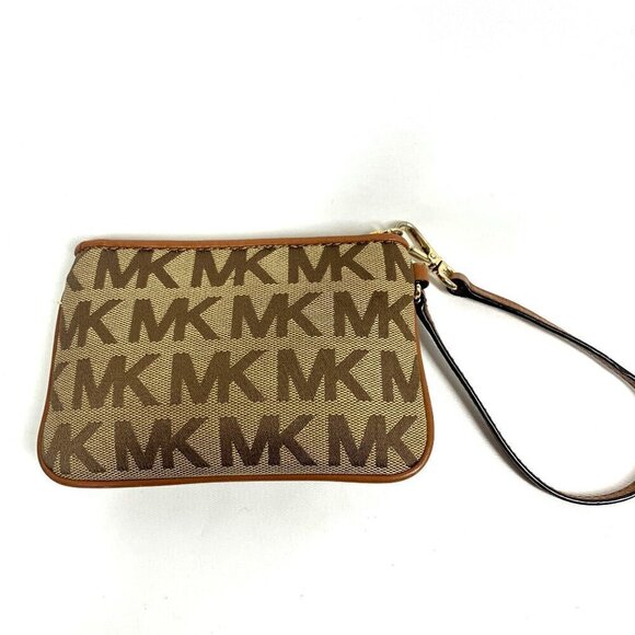 Michael Michael Kors Jet Set Wristlet Wallet Brown Canvas Leather Trim 6"x4" - Picture 15 of 15